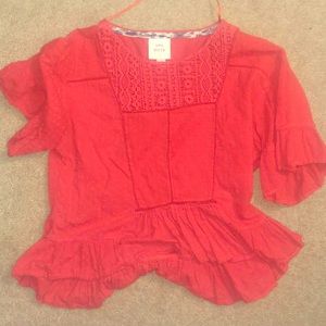 Knox Rose Cropped Red Blouse